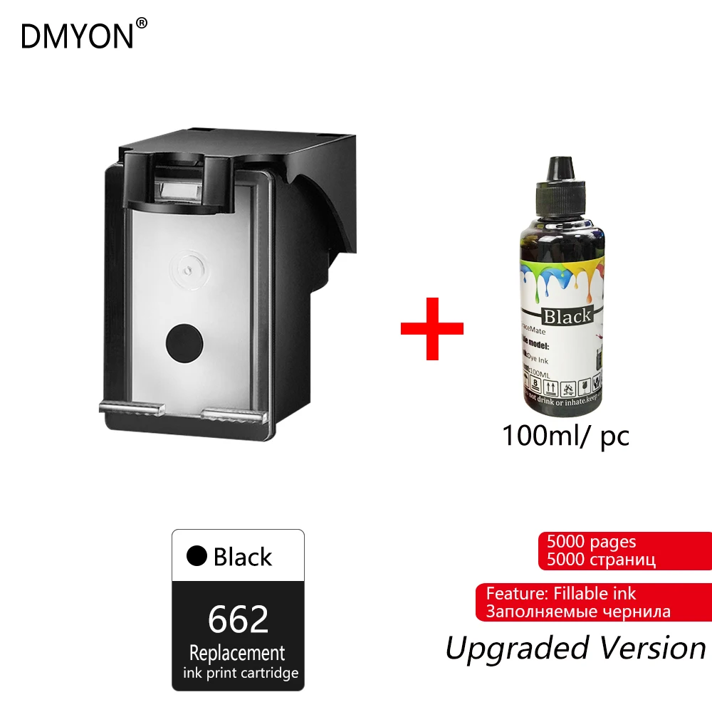 DMYON 662XL сменный картридж для принтера для струйного принтера Hp 662 с чернилами Hp Deskjet 1015 1515 2515 2545 2645 3545 4510 4515 4516 4518 принтер