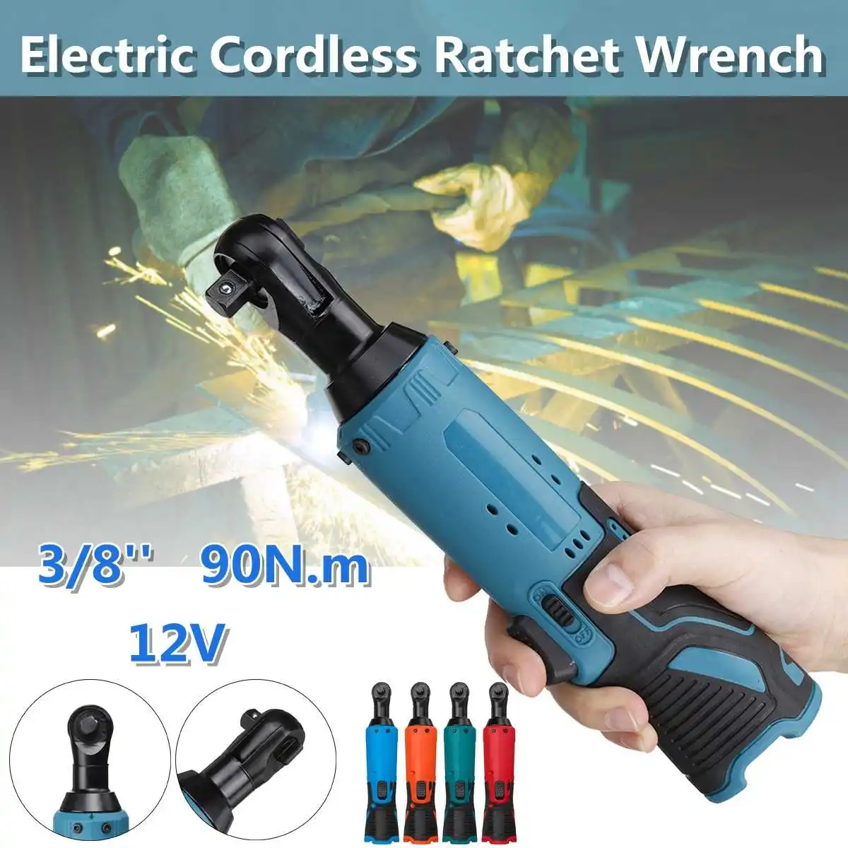 

12V 90N. М под прямым углом гаечные ключи Tool 3/8 "ключ с храповым механизмом Перезаряжаемые электрический ключ, дюймовый стандарт строительные л...