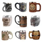 Пивная кружка из нержавеющей стали в ретро-стиле, кофейная чашка с черепом, рыцом, на Хэллоуин, креативная чайная кружка викингов, украшение для паба, бара