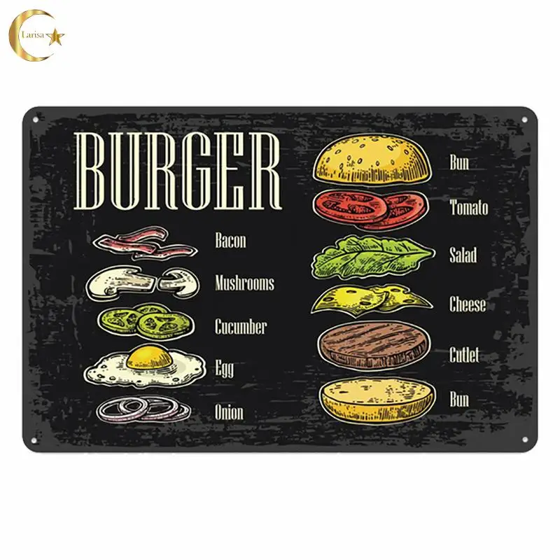 Металлическая Оловянная табличка в виде хот-дога гамбургера ВИНТАЖНЫЙ ПЛАКАТ