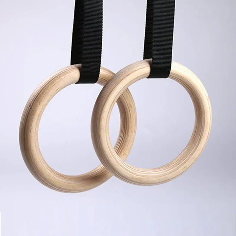 

28mm 32mm Wood Gymnastic Rings Sports Exercise Ring Gym Rings with Adjustable Buckles Rope For Home Fitness Gymnastics Equipment