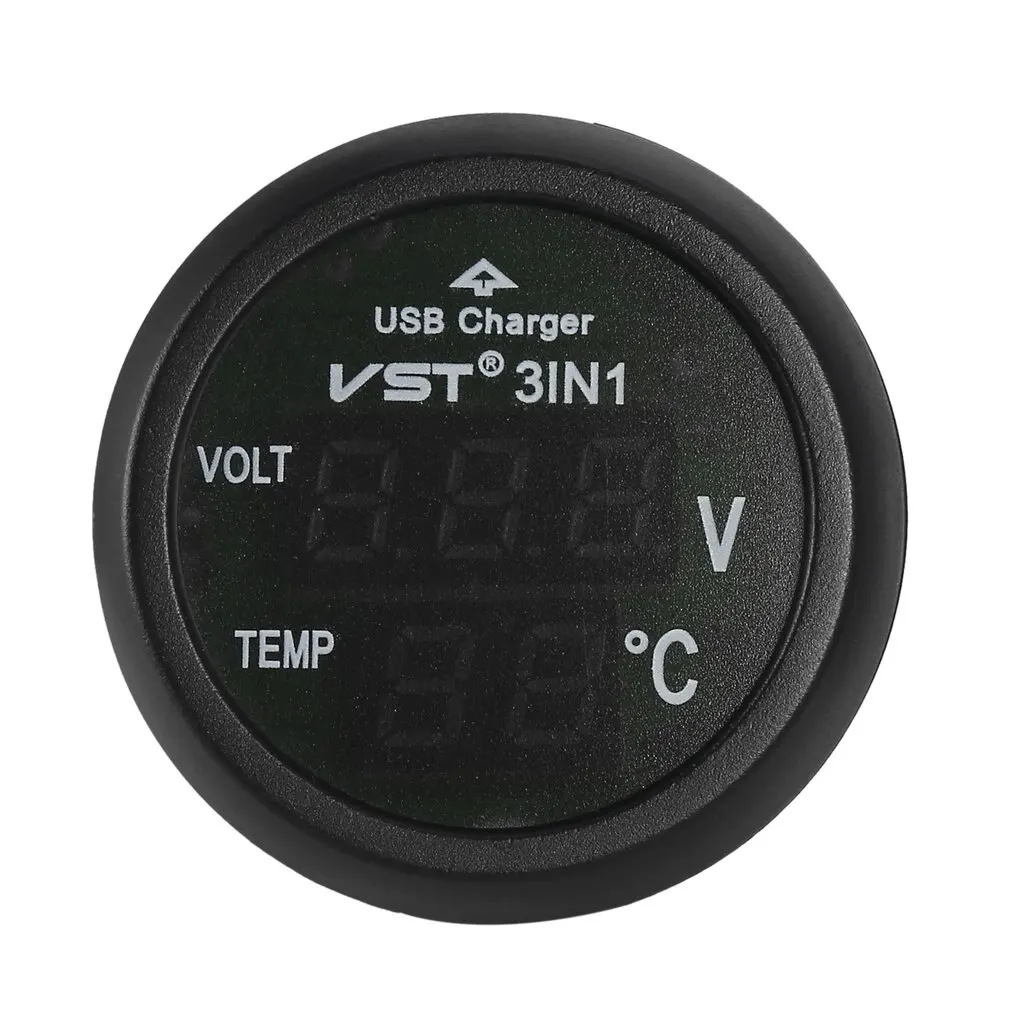 12v24v digital meter monitor 3 in 1 led usb car charger voltmeter thermometer car battery monitor lcd digital dual display free global shipping