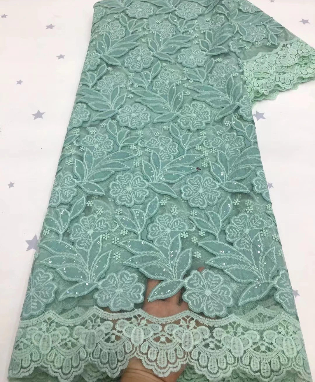 

Sequin Embroidery French Mesh Lace Latest African Laces gray Tulle Net Lace Fabric TS9411