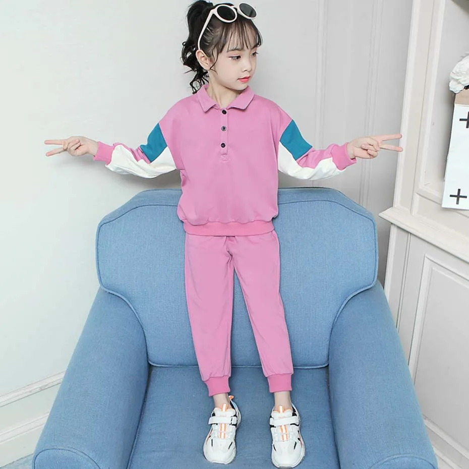 Одежда для подростков девочек в стиле пэчворк Толстовка и штаны Костюмы девочки