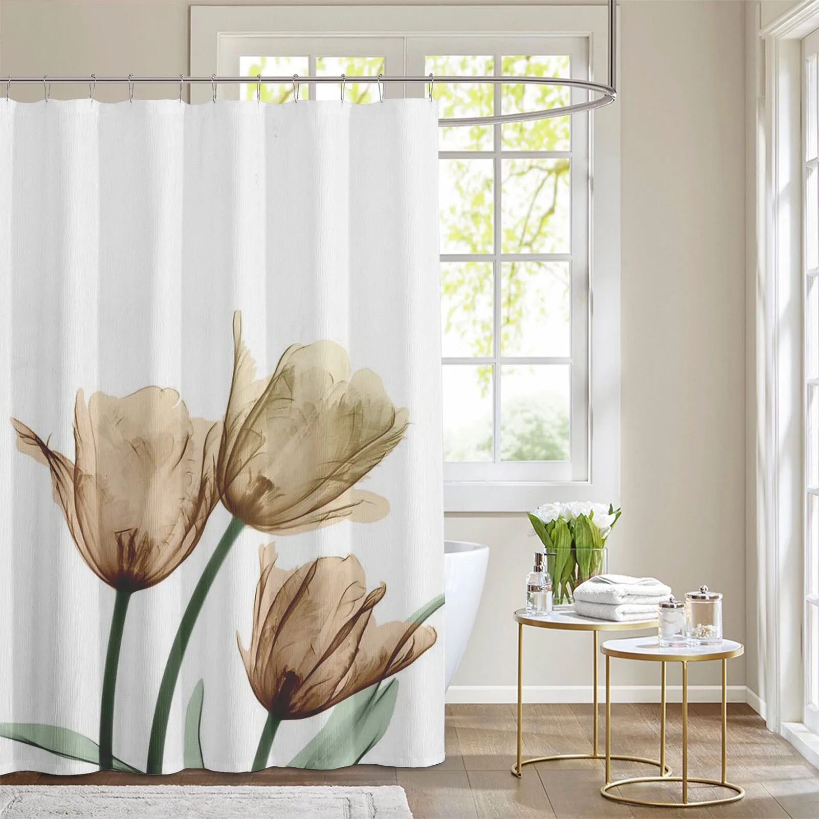 Modern 3d Fabric Colorful Butterfly Tulip Bathroom Tropical Shower
Curtain, Fashion Print Polyester Nature Bath Shower Curtain