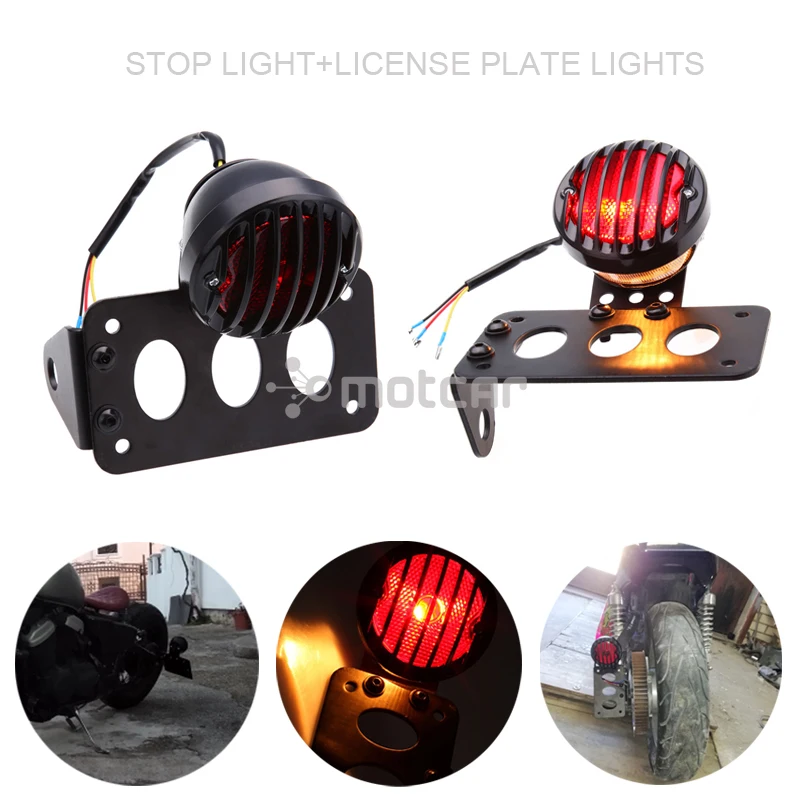 Мотоцикл 12V Тормозной задний светильник Кронштейн номерного знака для Harley Choppers
