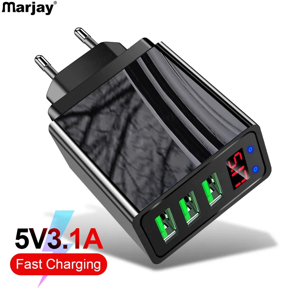 Зарядное устройство Marjay USB QC 3 0 для iPhone 7 8 X XR быстрое зарядное Samsung A70 порта Huawei P20 lite