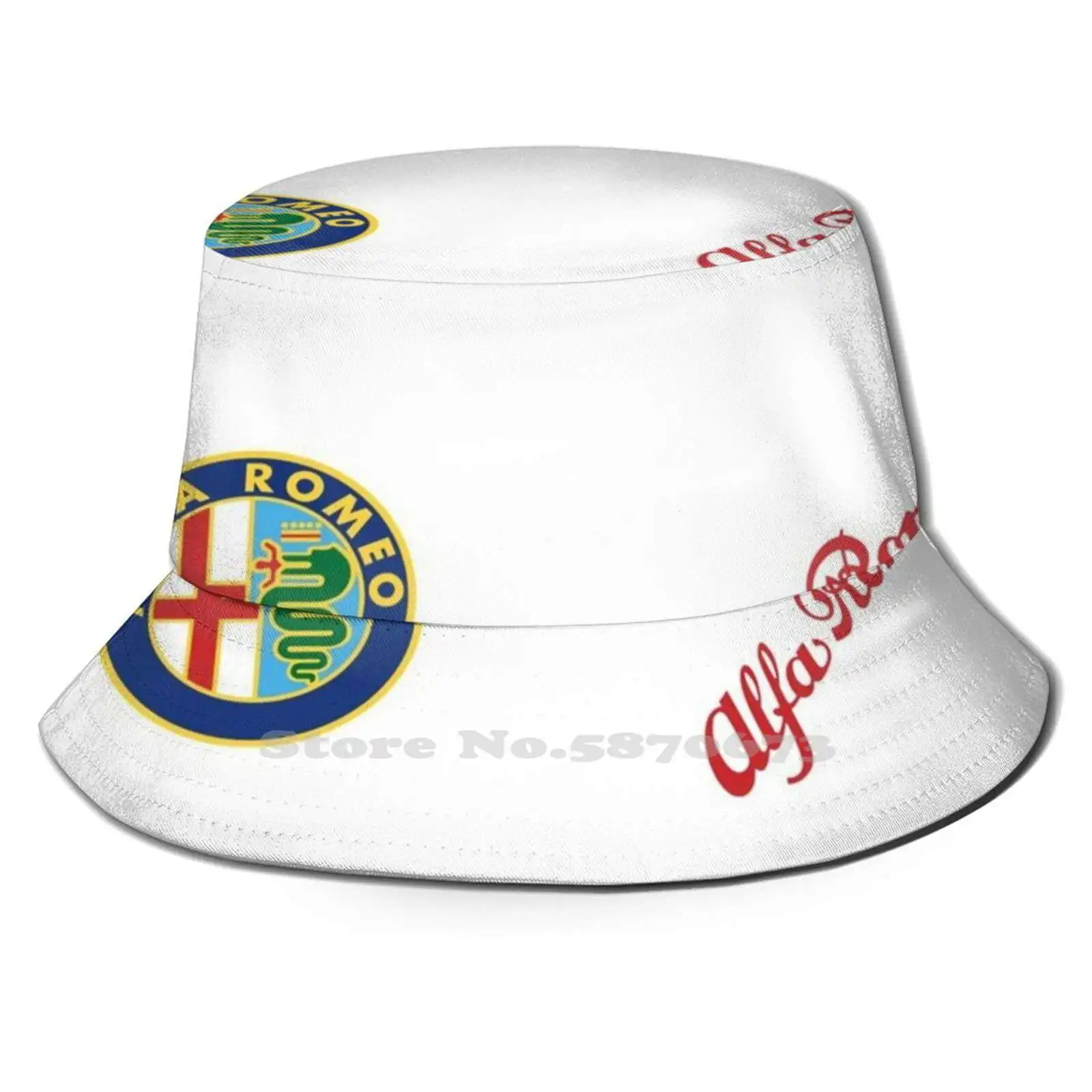 

Alfa Old Badge & Script-Color / White Print Bucket Hats Sun Cap Alfa Alfa Romeo Alfa