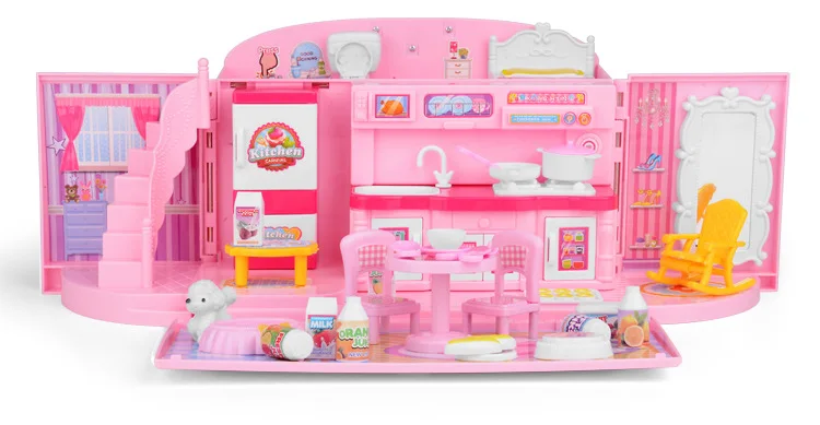 Kitchen Игрушечный кухонный набор для детей, сумочка для дома, ролевые игры, кухонные игрушки, детская ванная комната, спальный набор, подарок для девочки-принцессы - Цвет: Kitchen