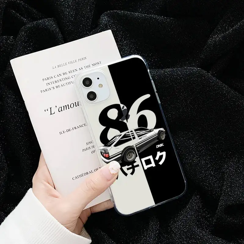 

Initial D AE86 car cartoon protective Phone Case Transparent soft For iphone 5 5s 5c se 6 6s 7 8 11 12 plus mini x xs xr pro max