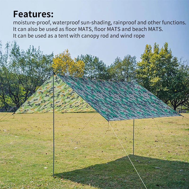 

PU Waterproof Windproof Outdoor Coating Sunshade Canopy Single Layer Camouflage Shelter Outdoor Camping Hiking Tent Hammock