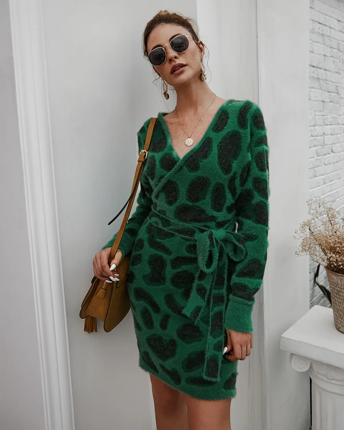 Осень/Зима 2020 Новая женская вязаная одежда сексуальная сумка теплый свитер топ