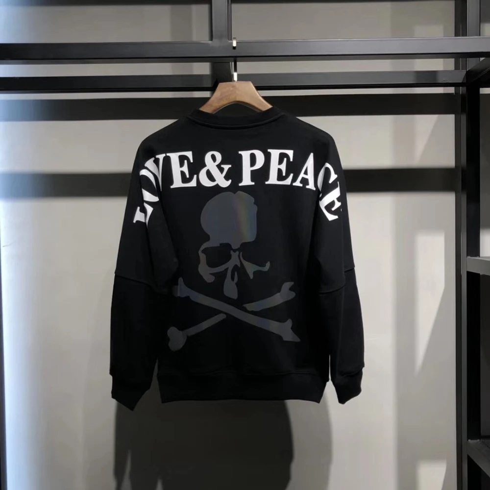 Мужская толстовка с принтом DUYOU Skull LOVE & PEACE пуловер рукавом летучая мышь мужские