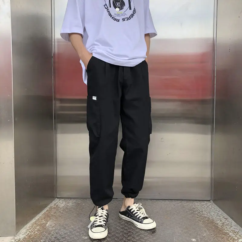 Новинка лета 2020 корейский тренд мужские уличные укороченные штаны с большими