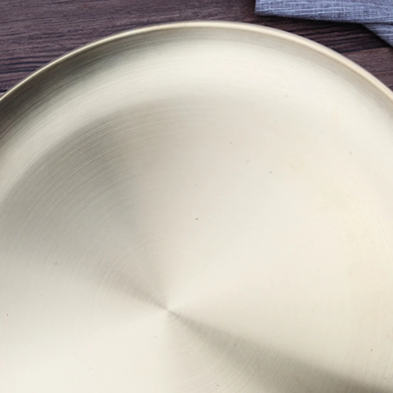 Утолщенный диск из нержавеющей стали золотой поднос для кафе фруктов торта