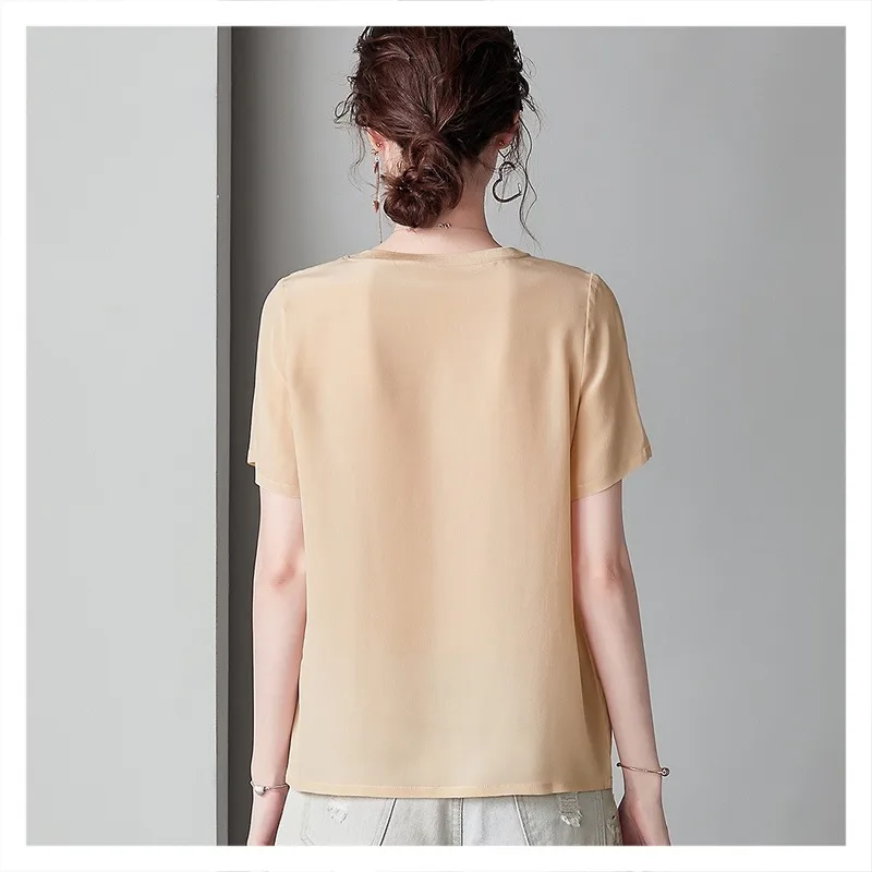 Женская шелковая футболка универсальная маленькая из шелка тутового шелкопряда