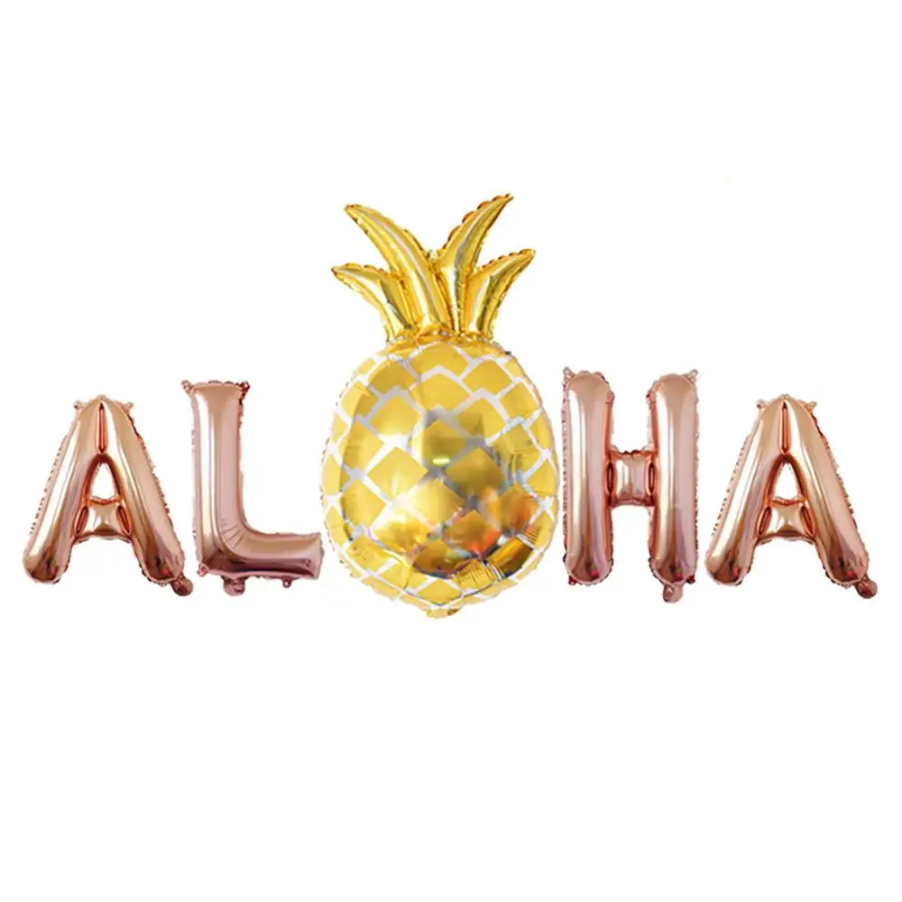 ALOHA розовое золото буквы фольгированные гелиевые шары ананас Гавайский Луау