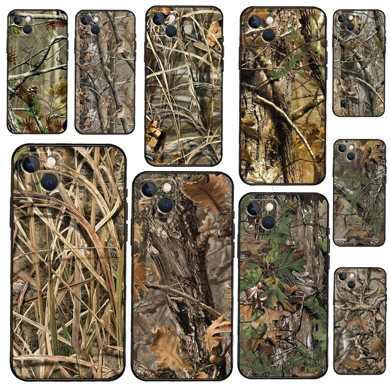 

Hunting Camo Case For iPhone 13 11 12 14 Pro Max XR XS X 7 8 Plus SE 2020 13 Mini Bumper Cover Capa