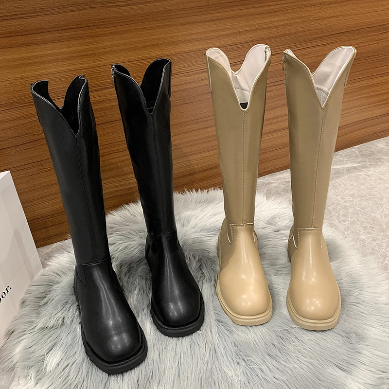 

Женские ботинки на плоской подошве, с круглым носком