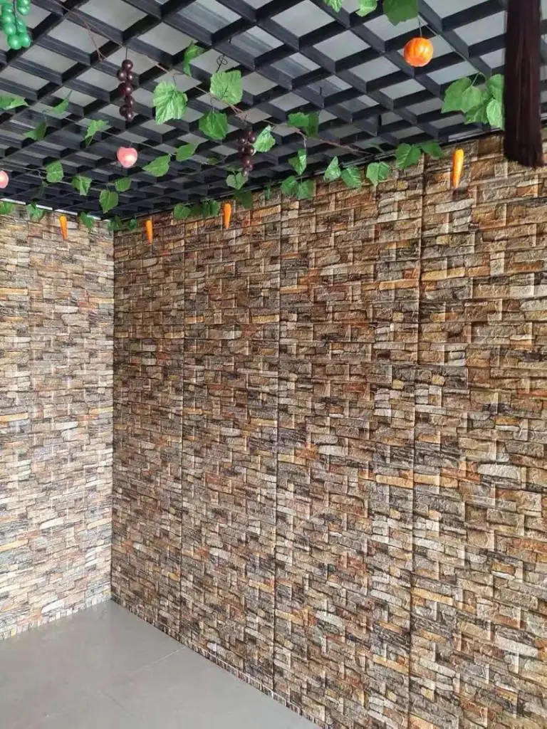 Декоративная настенная 3D панель самоклеящаяся темный камень размер 70x77 см