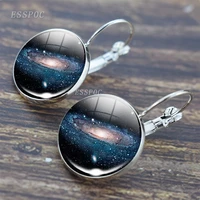 new fashion women nebula jewelry galaxy earth jupiter mercury moon glass dome hook earrings friends christmas new year gifts