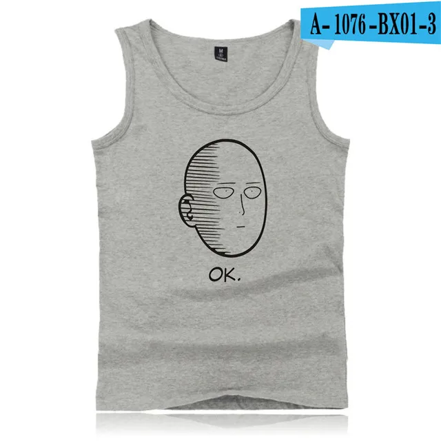 gray One Punch Man Hero Saitama Oppai топы для фитнеса размера плюс, Летний жилет для бодибилдинга, рубашка без рукавов, хлопковая майка для спортзала, мужская майка - Цвет: gray