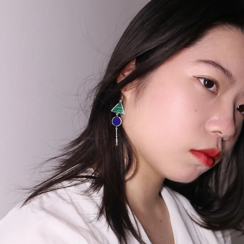 MIQIAO 2020 новые серебряные серьги на уши 925 Подвесные из натурального камня Малахит