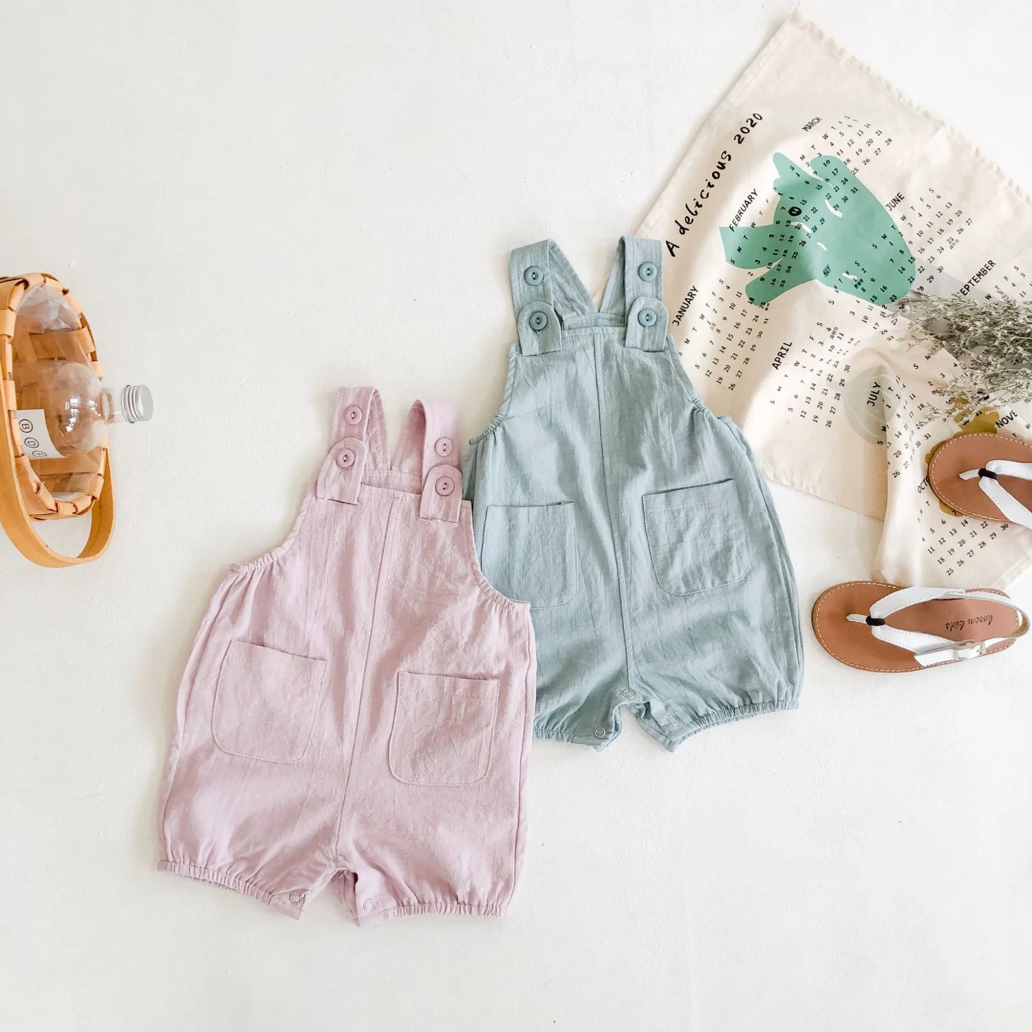

Hot Sell Summer Boys Girls Toddler Clothes Cotton Linen Strap Jumpsuit Romper New Cute Beach Sunsuit Newborn Baby Infant Outfits
