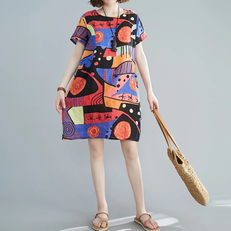 Летнее Новое эксклюзивное женское хлопковое и льняное дышащее удобное платье в