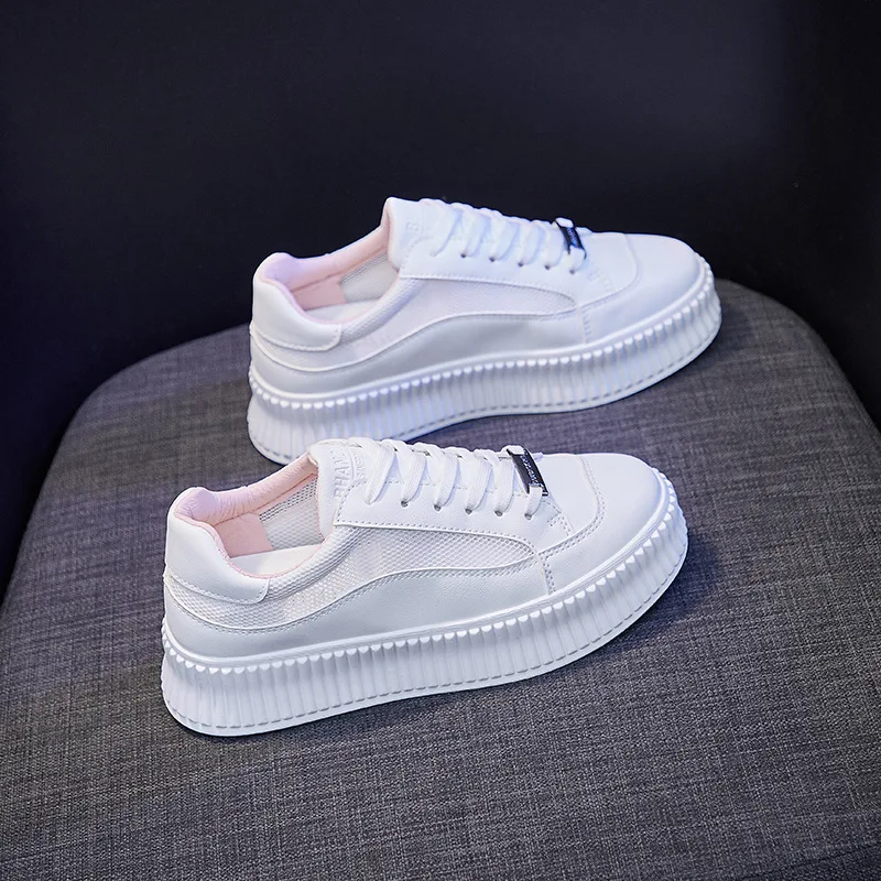 

Mesh breathable white shoes women's summer 2021 new Korean student thick-soled student board shoes