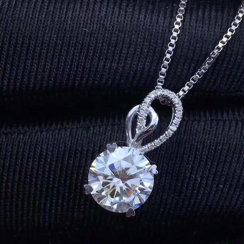 Kkmall Store круглые серебряные подвески Moissanite 2.00ct D VVS Роскошные Подвески серьги