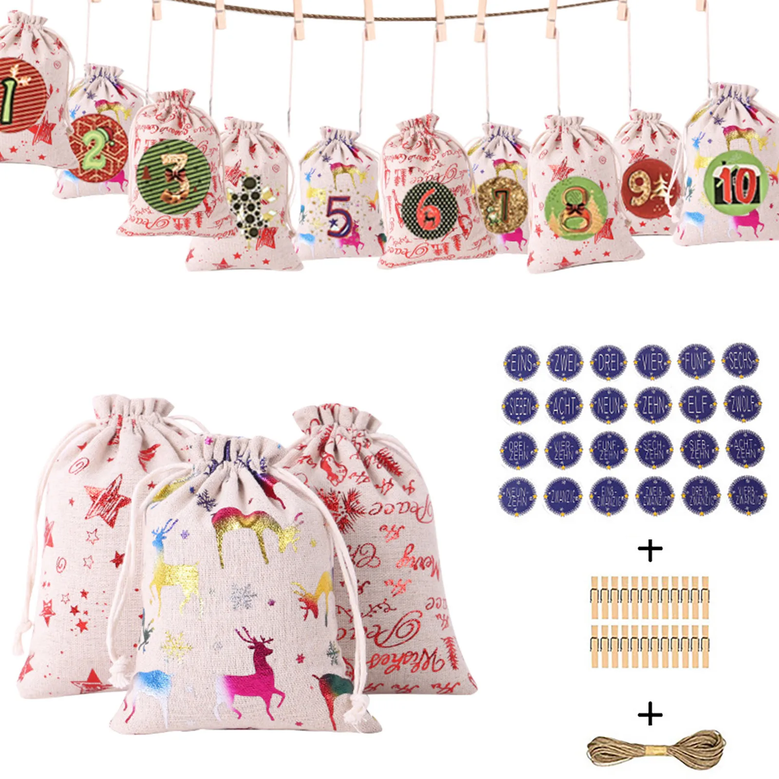 Рождественская Поздравительная Подарочная сумка с календарем обратный отсчет