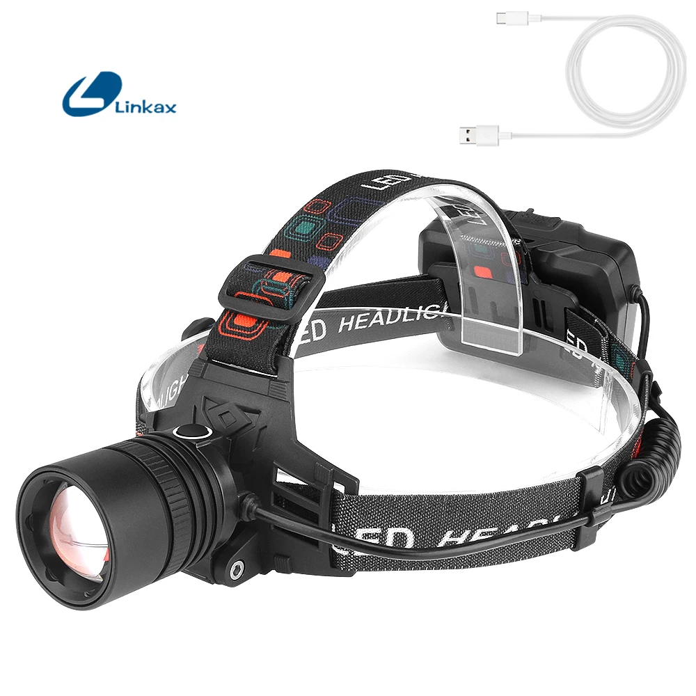 Светодиодный налобный фонарь T6 для рыбалки 3 режима масштабируемая лампа