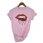 Женская футболка с принтом в виде губ, розовая футболка с рисунком в стиле 90-х, модная футболка с графическим принтом, весна-лето 2021