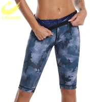 lazawg women hot sweat gym leggings sauna leg shaper pants slimming fitness workout short shapewear sport workout blue trousers