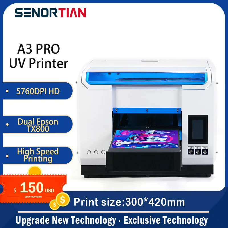 SENROTIAN uv printer УФ принтер A3 Pro планшетный двойной Epson TX800 струйный светодиодный с