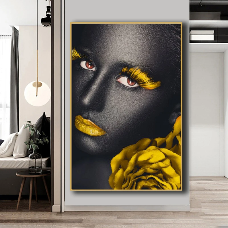 African Black Sexy Woman Oil Painting Wall Art Posters and Prints Makeup Girls Scandinavian Canvas Picture for Living Room Decor | Дом и сад
