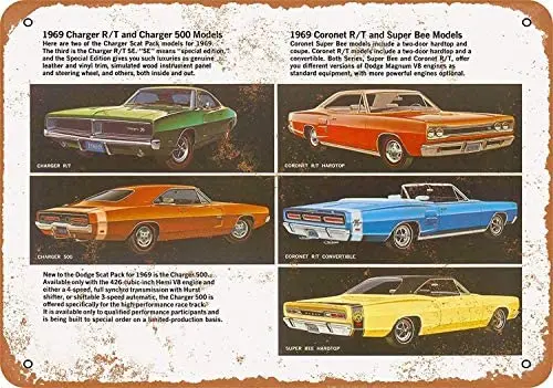 SRongmao 8x12 Оловянная металлическая табличка Винтаж выглядят 1969 Dodge