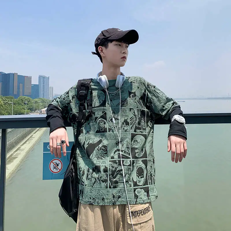 Футболка мужская с мультипликационным принтом крутая тенниска в стиле хип-хоп