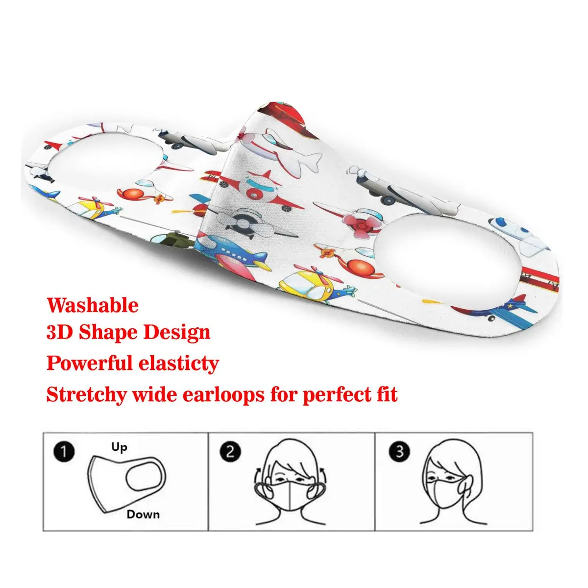 

Different Kind Model Of Planes Toys Print Dust Mask Mouth-Muffle Washable Fabric Adult Protective Face Windproof