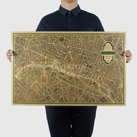 pc001 large size retro paris early hand drawing 1959 edition 72 5x47cm map poster wall chart bar cafe home decoration