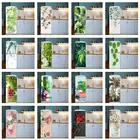 Зеленый лист цветок 3D обои для холодильника клей виниловые наклейки на холодильник Водонепроницаемый плакат домашнего декора искусства настенной Стикеры