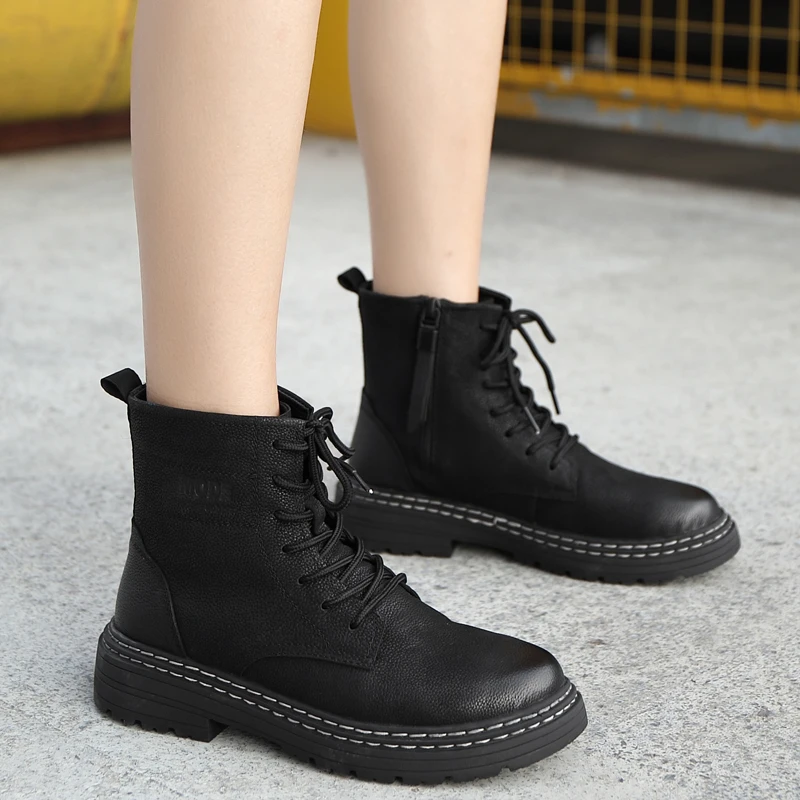 

Мужские ботинки из натуральной кожи, черные теплые ботинки до щиколотки, рабочая обувь, военные меховые зимние ботинки для мужчин, новинка ...