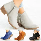 Женские ботильоны на высоком каблуке, повседневные ботинки в стиле ретро, ботинки на среднем блочном каблуке с молнией, Новинка лета-осени 2021