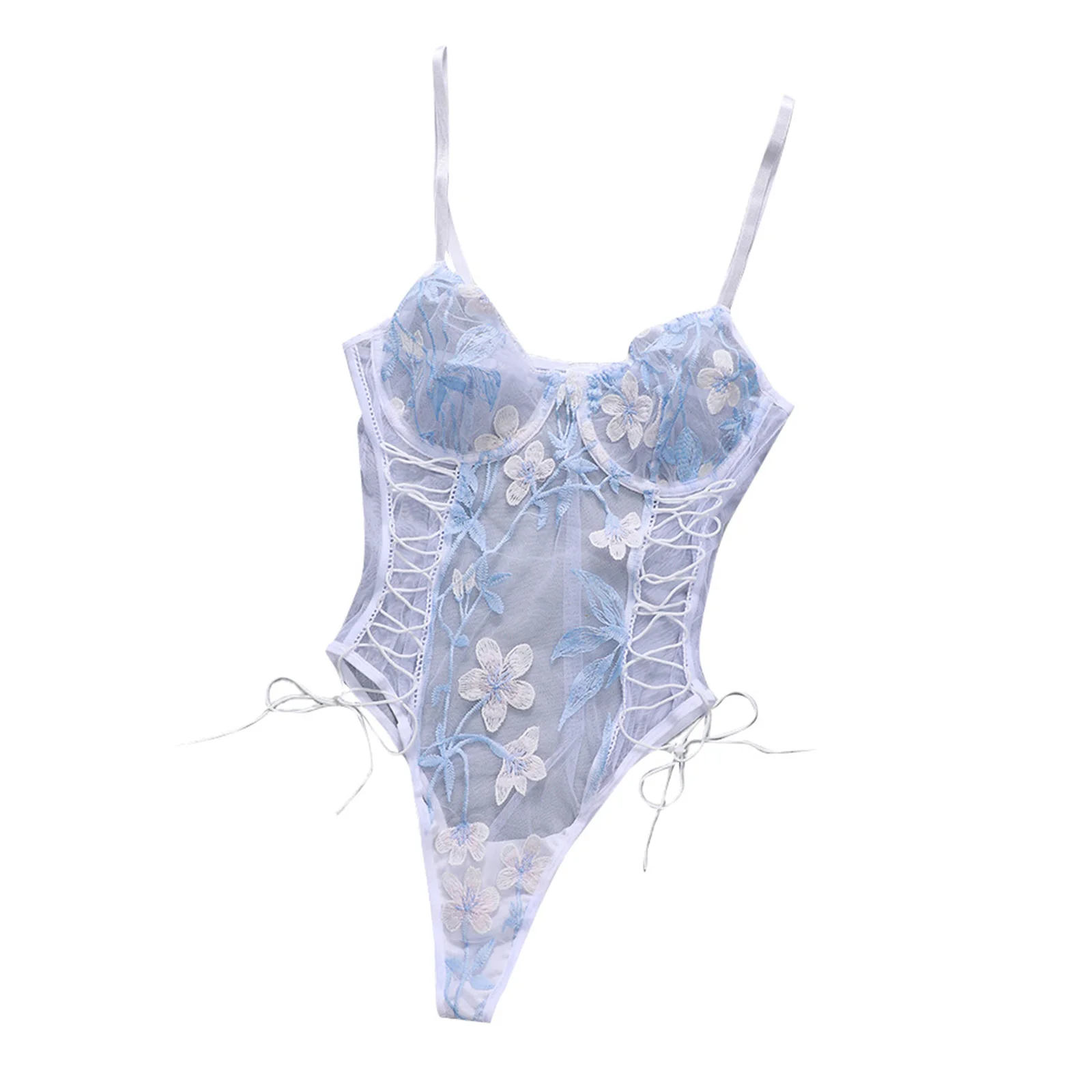 

Summer Lace Bodysuit Women Floral Embroidery Deep V Neck Sexy Bodysuit Flower Jumpsuit Overalls 2021 Femlae Body