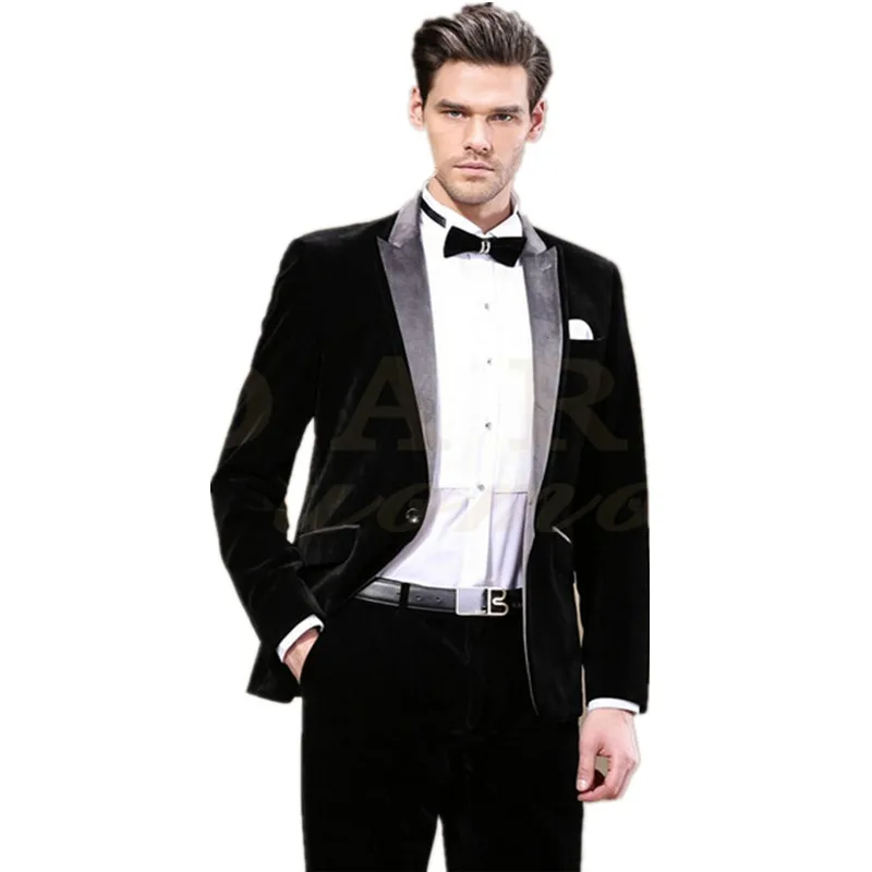 

Мужские костюмы, комплект из 2 предметов, свадебные бархатные смокинги для жениха, костюмы для шафера (пальто + брюки)