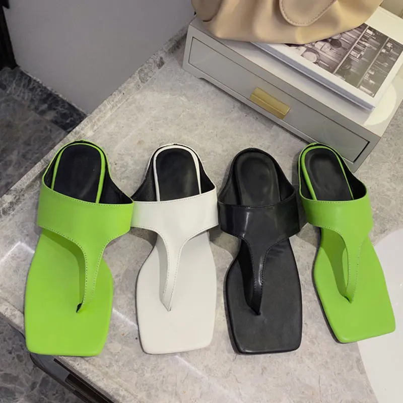 Новинка 2020 года Фирменный дизайн Женские сандалии Тапочки с квадратным носом на