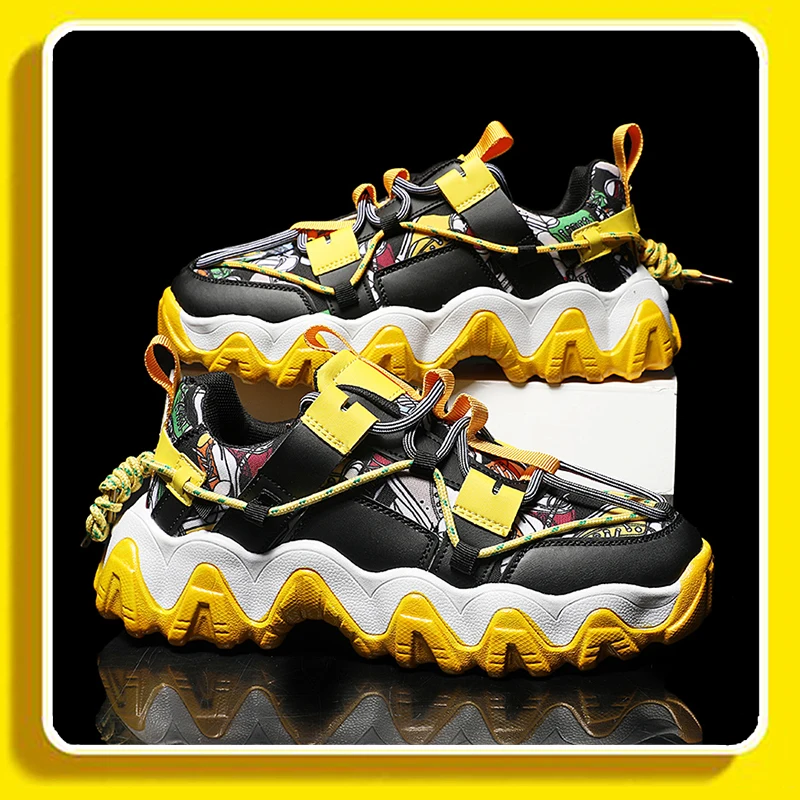 

New Fashion Yellow Platform Basketball Shoes Men Non-slip Bounce High Boots Basket Outdoor Breathable Sneakers Basketball Men