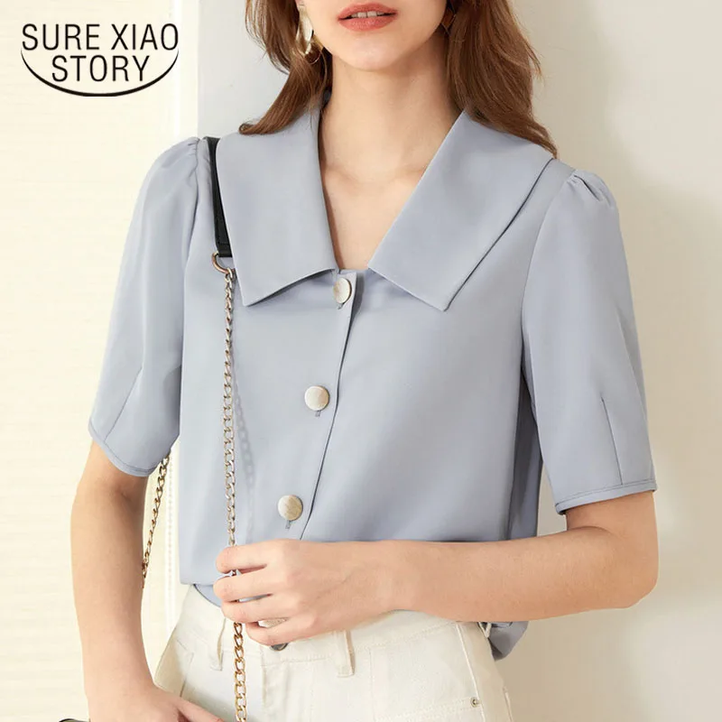 

Лето 2020, новый стиль, белая шифоновая рубашка, Белая французская Ретро рубашка, женский свободный однобортный Топ с v-образным вырезом, Blusas ...