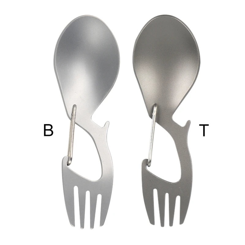 

Multifunctional Tableware Outdoor Camping Spoon Ultra-light Titanium Alloy Tableware Fork Bottle Opener Tools